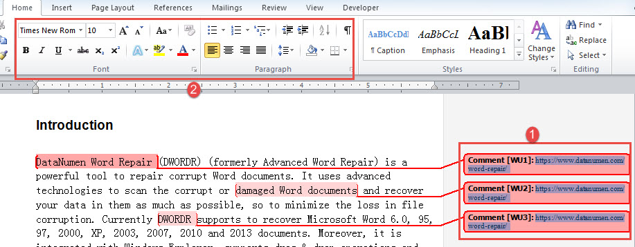 How to reset word settings